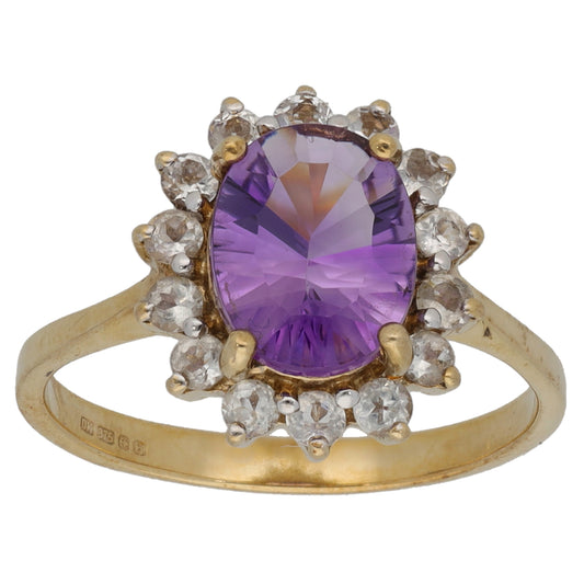 9ct Gold Amethyst & Topaz Dress/Cocktail Ring Size N