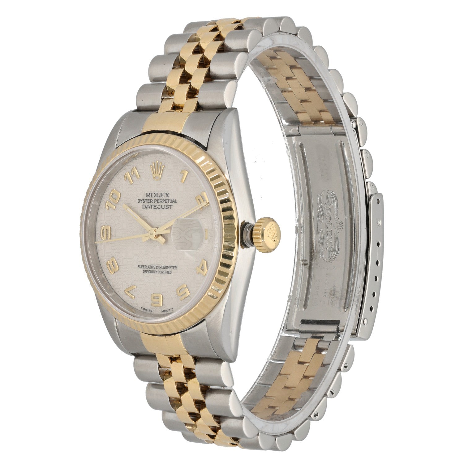 Rolex Datejust 16233, Cream Dial, Stainless Steel And Gold, Front Angle Image