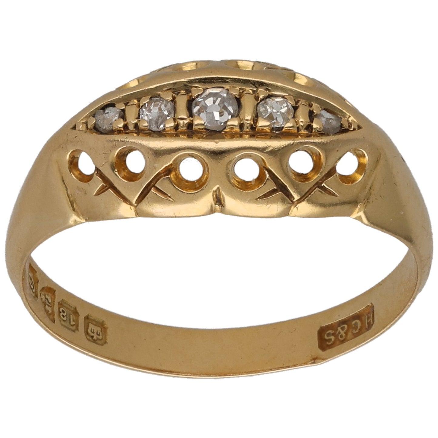 18ct Gold 0.08ct Diamond Half Eternity Ring Size M