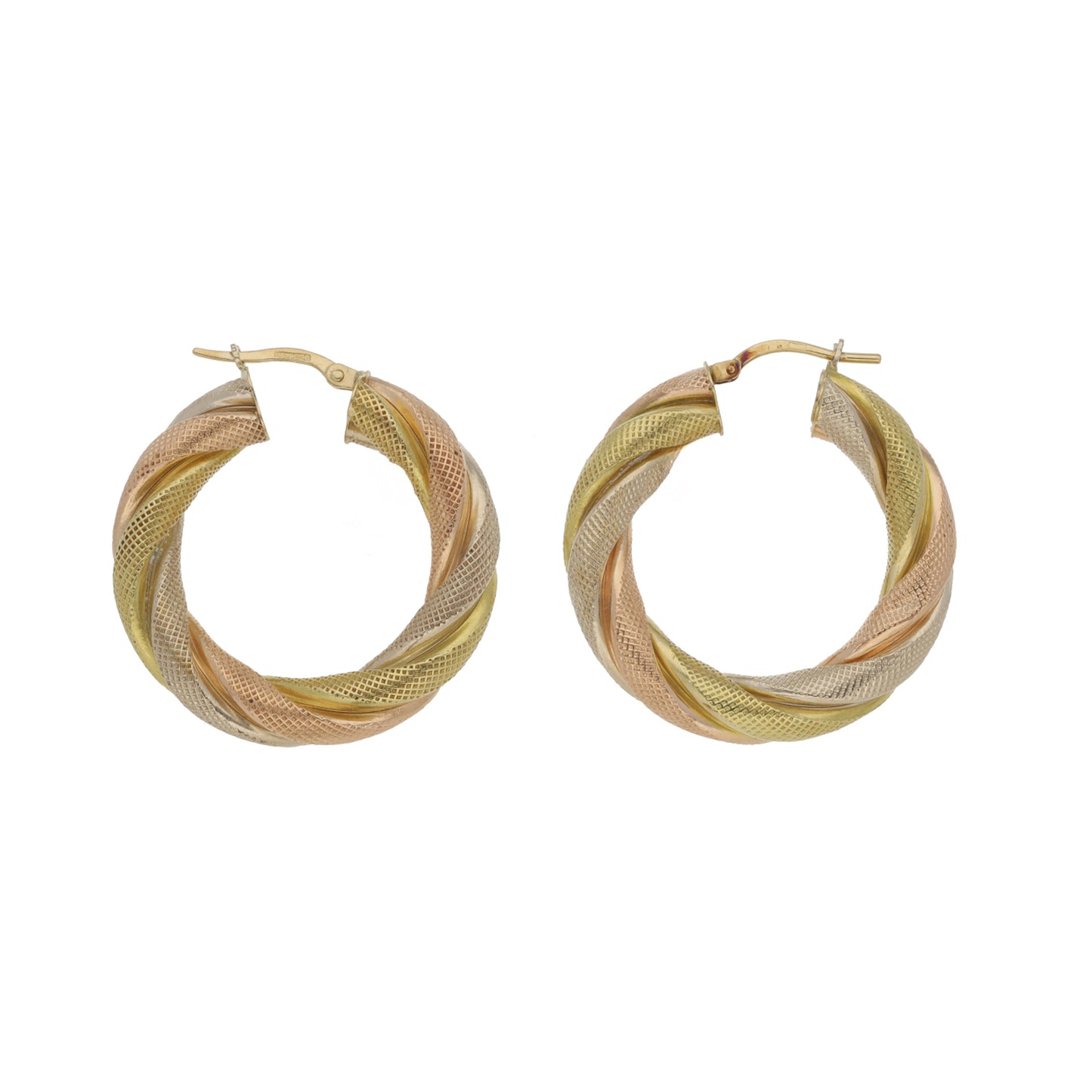 14ct Tri-Colour Gold Hoop Earrings