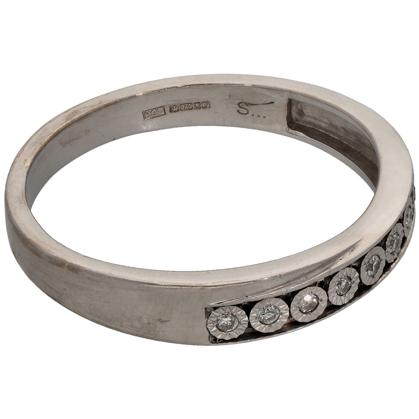 9ct White Gold 0.07ct Diamond Half Eternity Ring Size U