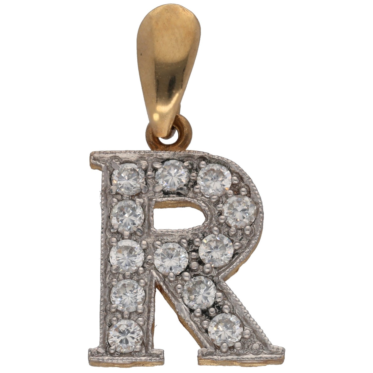 9ct Gold Cubic Zirconia Initial 'R' Pendant