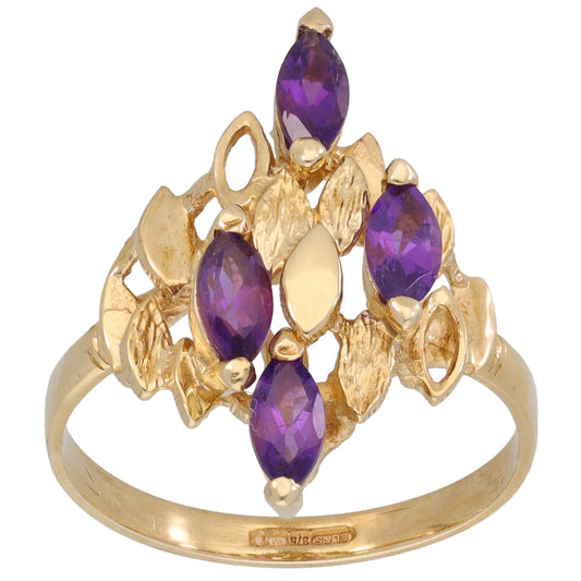 9ct Gold Amethyst Dress/Cocktail Ring Size Q