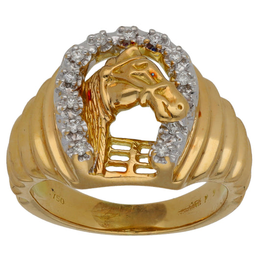 18ct Bicolour Gold 0.13ct Diamond Animal Ring Size P