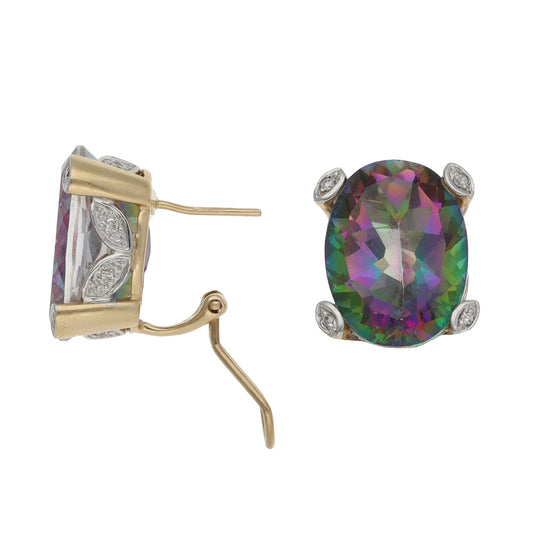 14ct Gold Coated Topaz & 0.26ct Diamond Earrings & Pendant Set