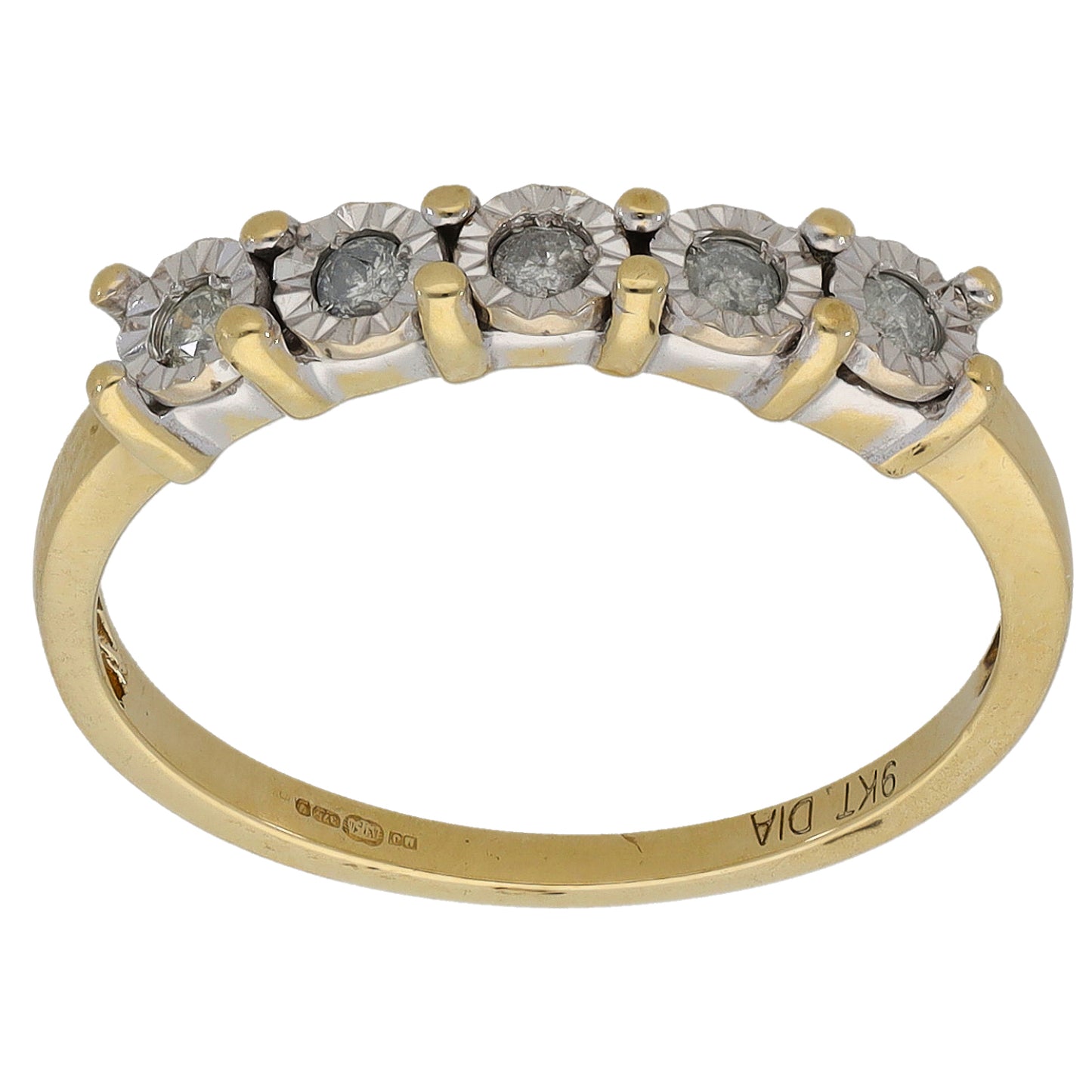 9ct Gold 0.10ct Diamond Half Eternity Ring Size N