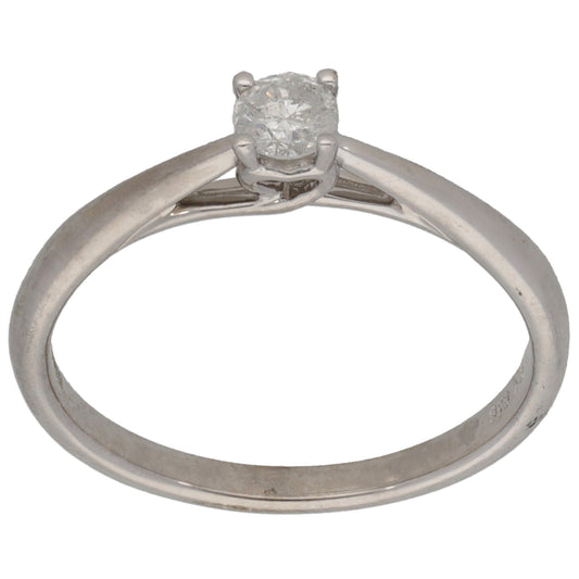 9ct White Gold 0.15ct Diamond Single Stone Ring Size L