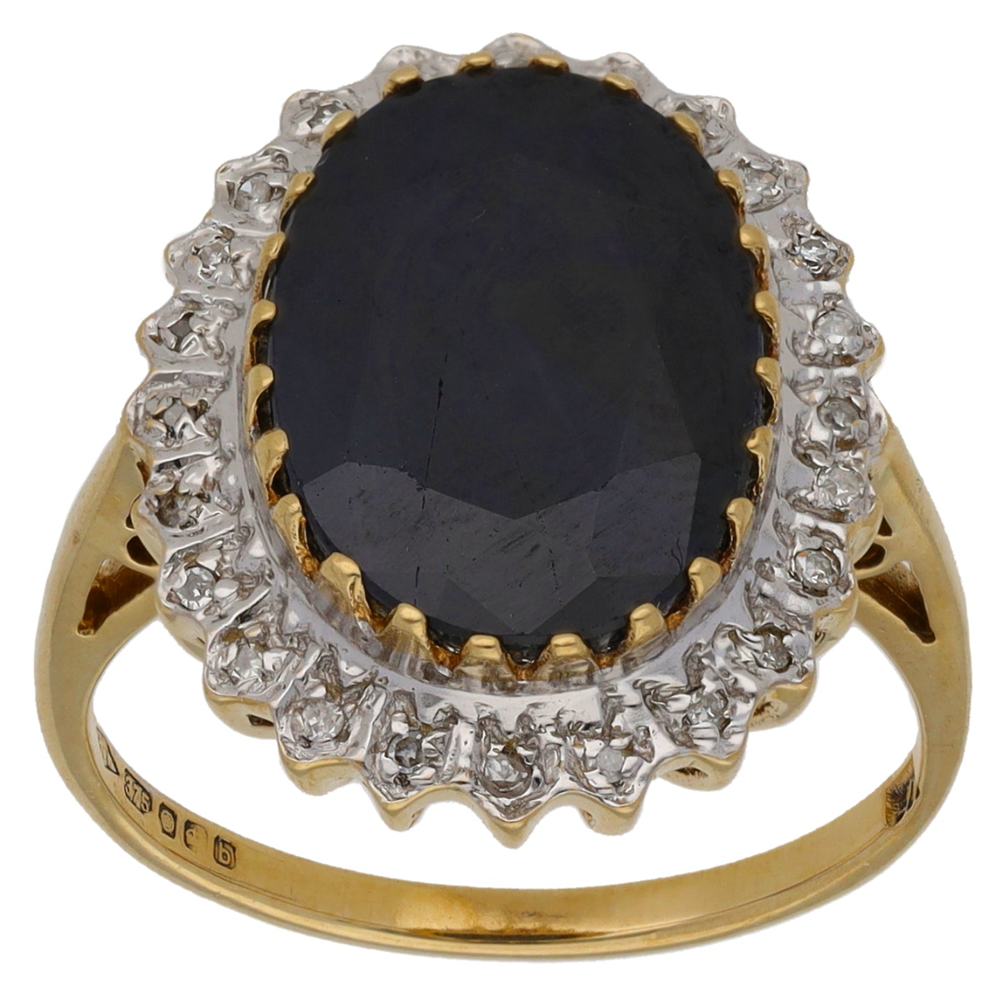 9ct Gold 0.12ct Diamond & Sapphire Dress/Cocktail Ring Size O