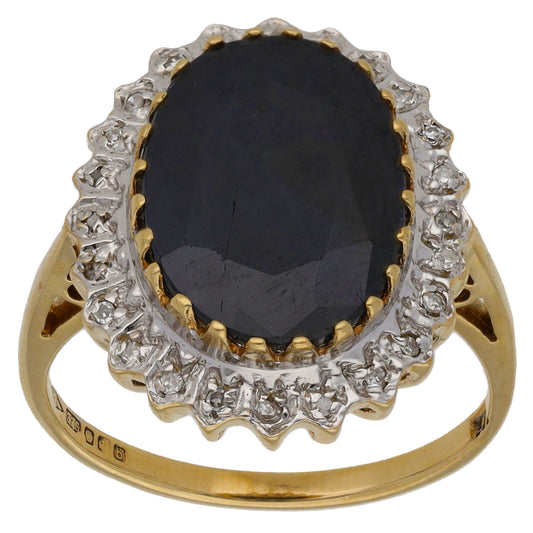 9ct Gold 0.12ct Diamond & Sapphire Dress/Cocktail Ring Size O