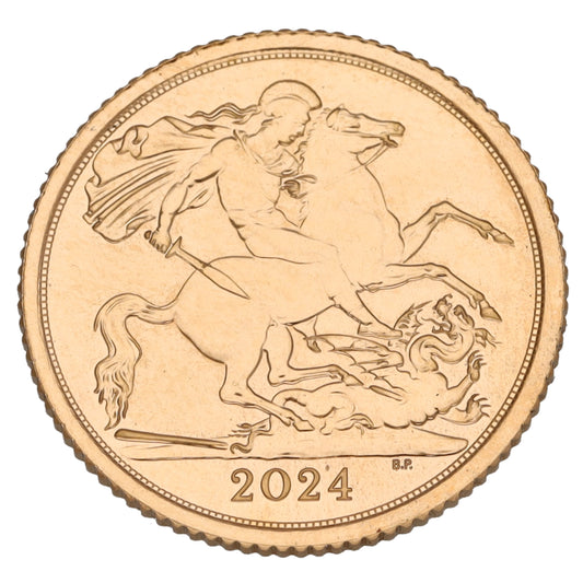 22ct Gold King Charles III Half Sovereign Coin 2024