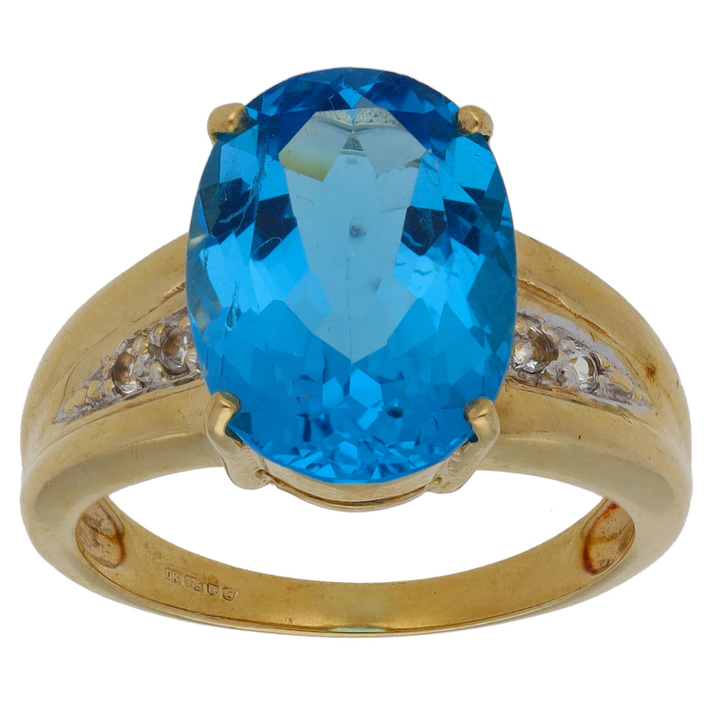 9ct Gold Topaz Single Stone Ring With Accents Size N