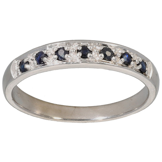 9ct White Gold Sapphire Half Eternity Ring Size N