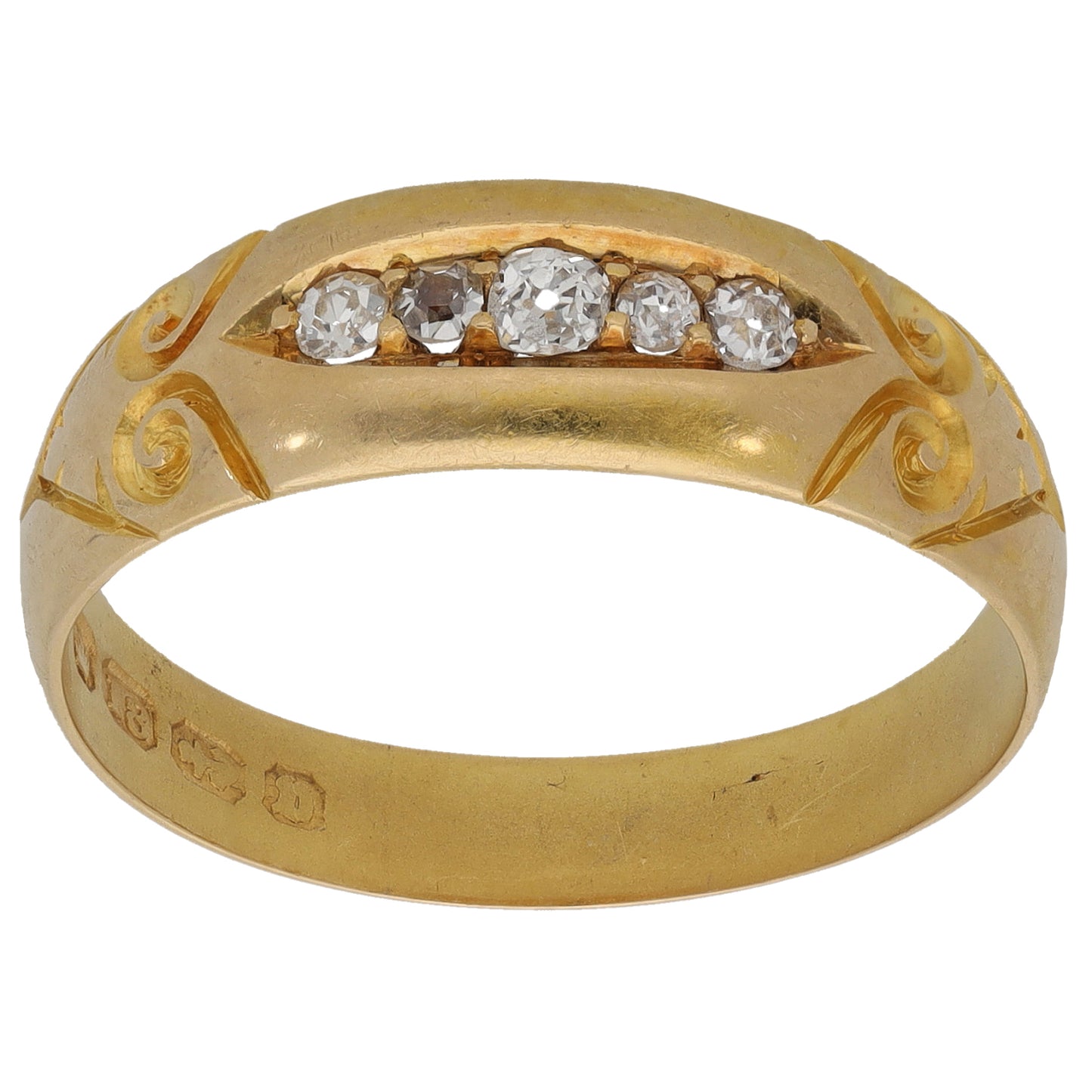 18ct Gold 0.19ct Diamond Stone Set Ring Antique & Vintage