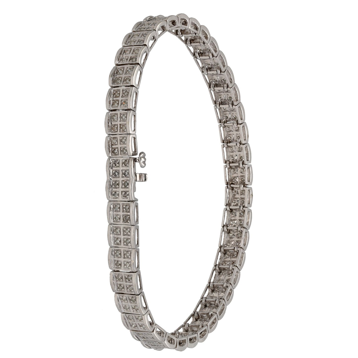 9ct White Gold 0.80ct Diamond Fancy Stone Set Bracelet