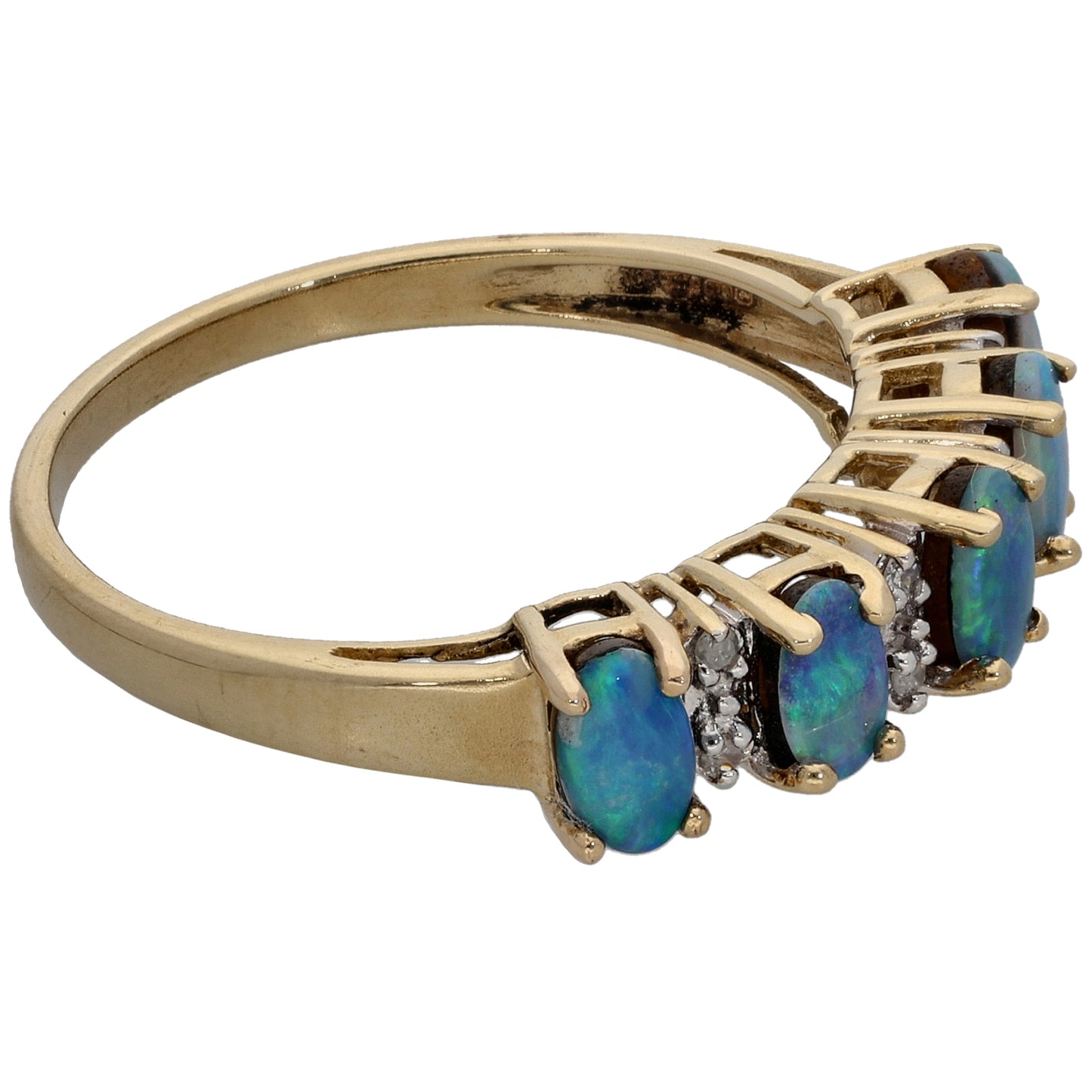 9ct Gold Opal Doublet & 0.04ct Diamond Dress/Cocktail Ring Size P