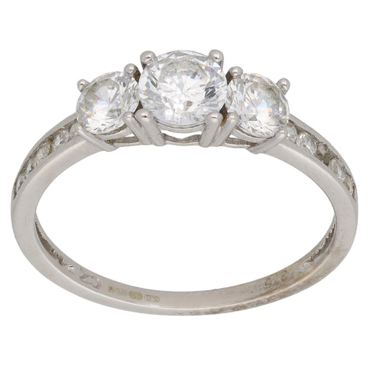 9ct White Gold Cubic Zirconia Dress/Cocktail Ring Size N