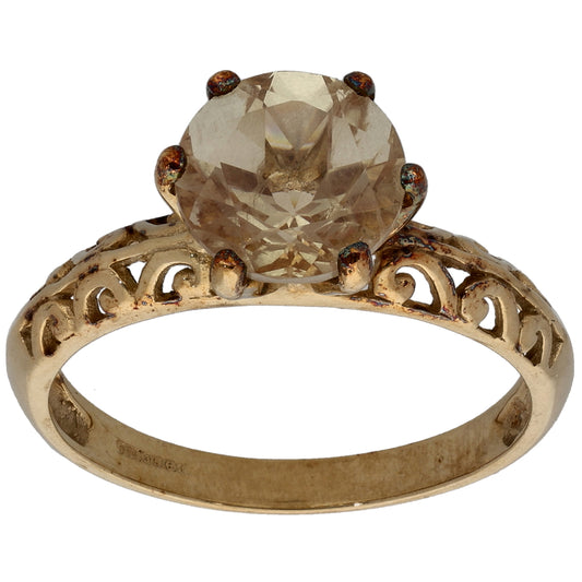 9ct Gold Feldspar Single Stone Ring Size N