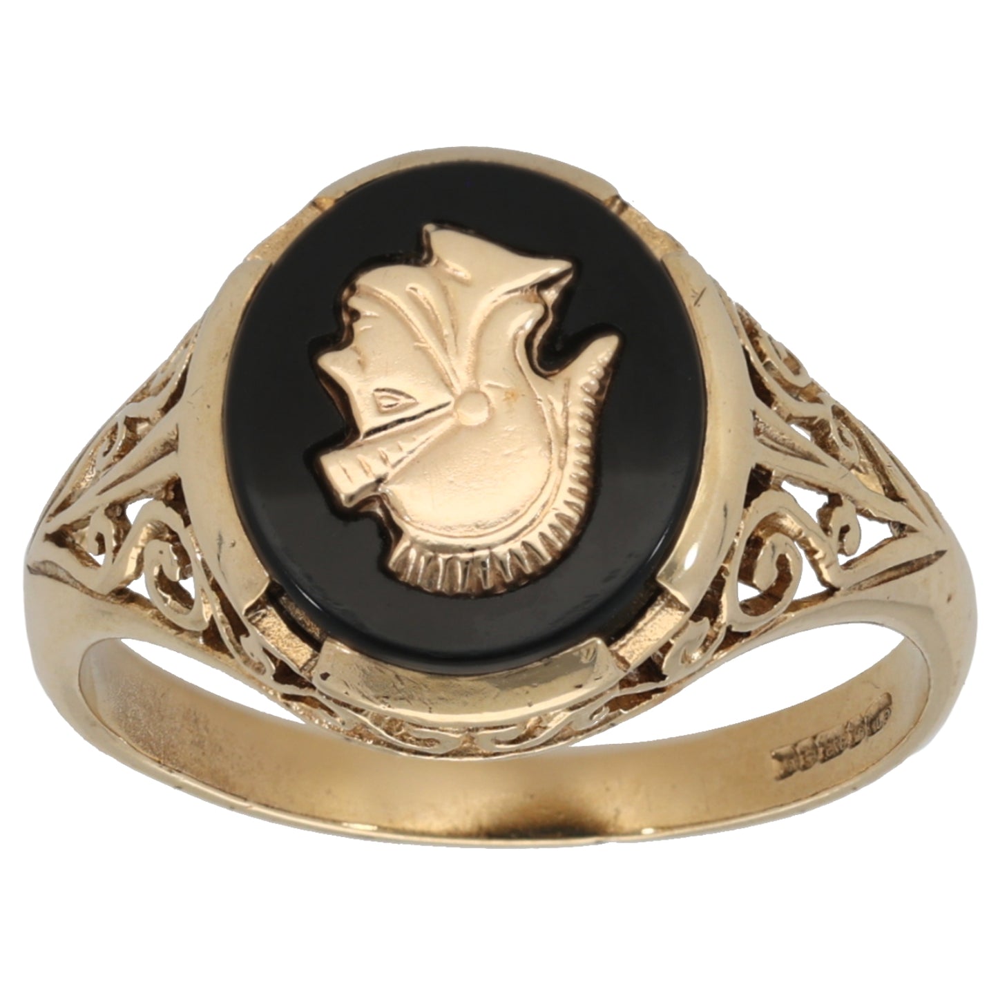 9ct Gold Onyx Signet Ring Size W