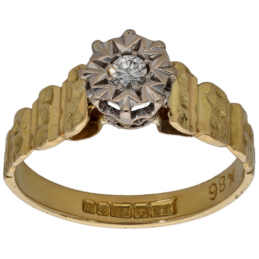 18ct Gold 0.07ct Diamond Solitaire Ring Size K