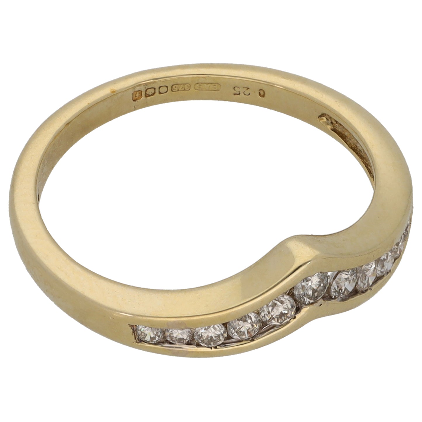 9ct Gold 0.25ct Diamond Wishbone Ring Size O
