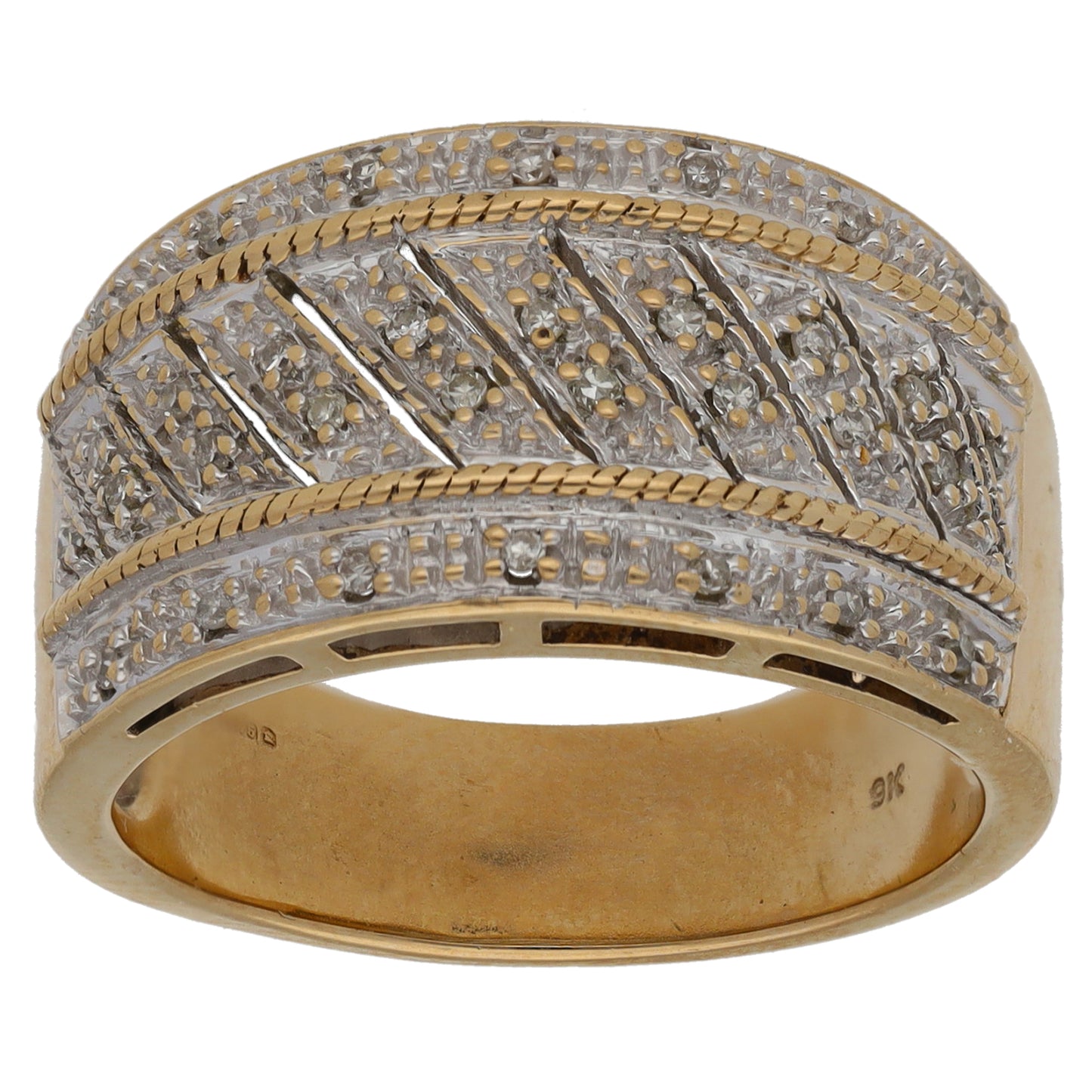 9ct Gold 0.16ct Diamond Alternative Ring Size Q