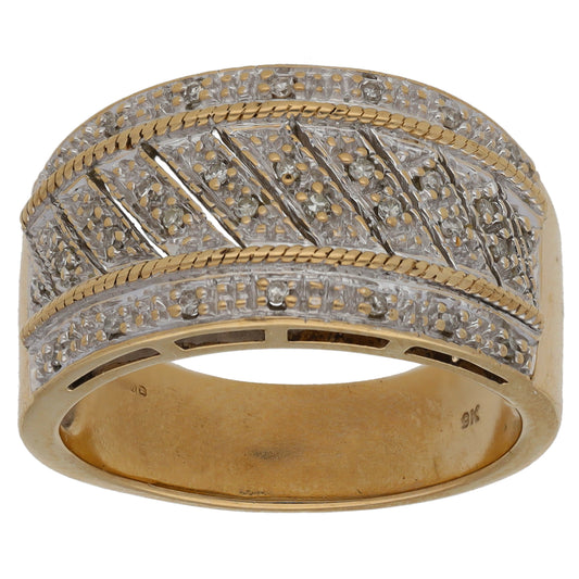 9ct Gold 0.16ct Diamond Alternative Ring Size Q