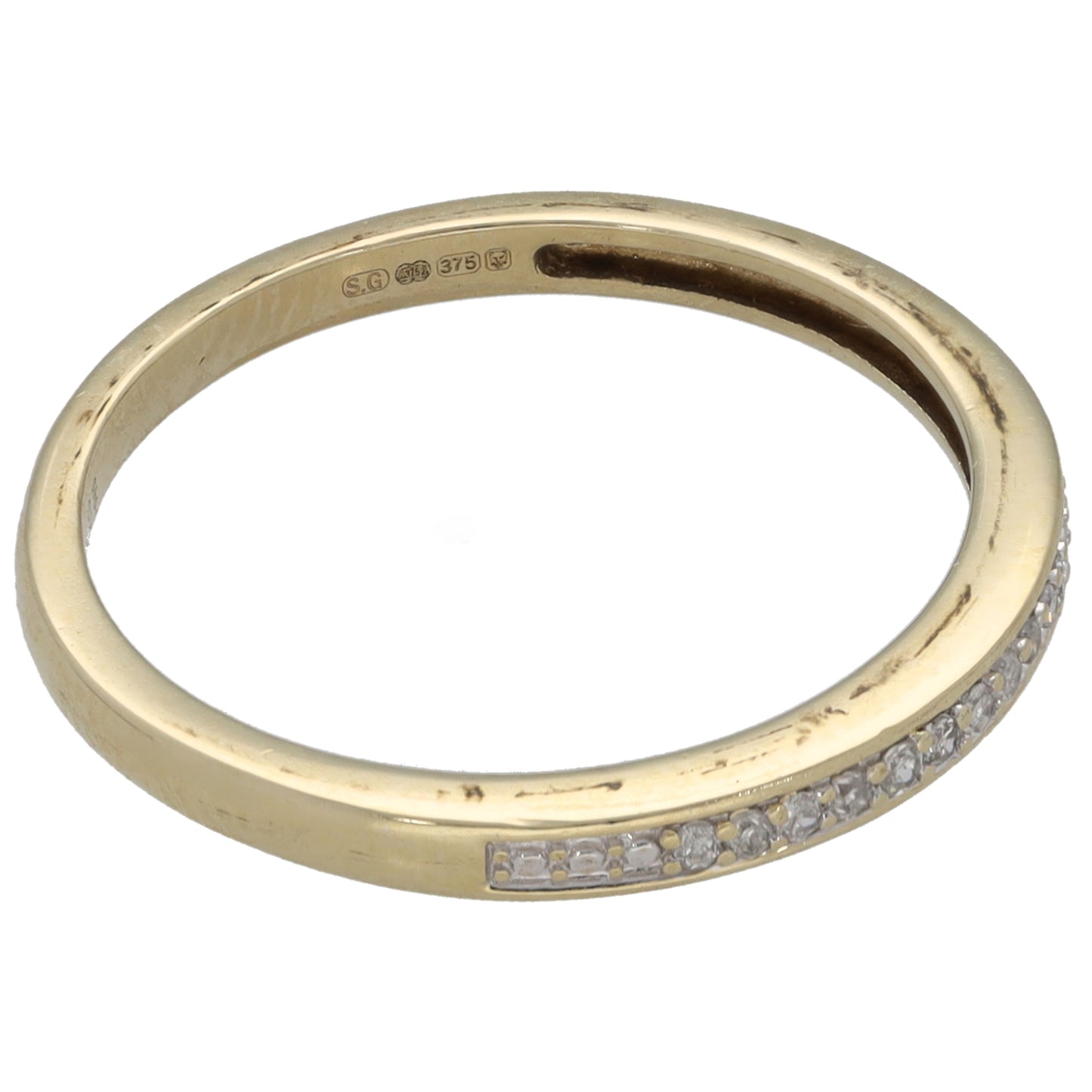 9ct Gold 0.045ct Diamond Half Eternity Ring Size N