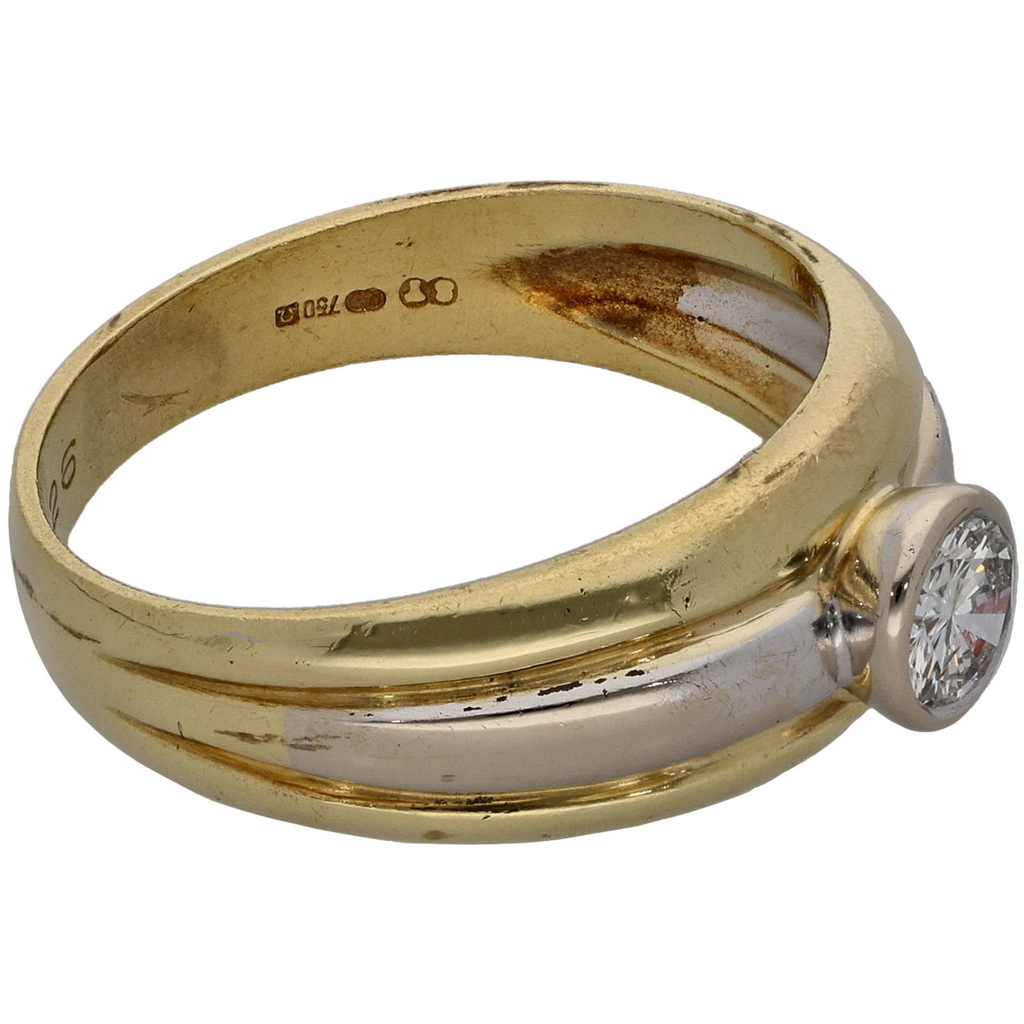 18ct Bi-Colour Gold 0.26ct Diamond Solitaire Ring Size N