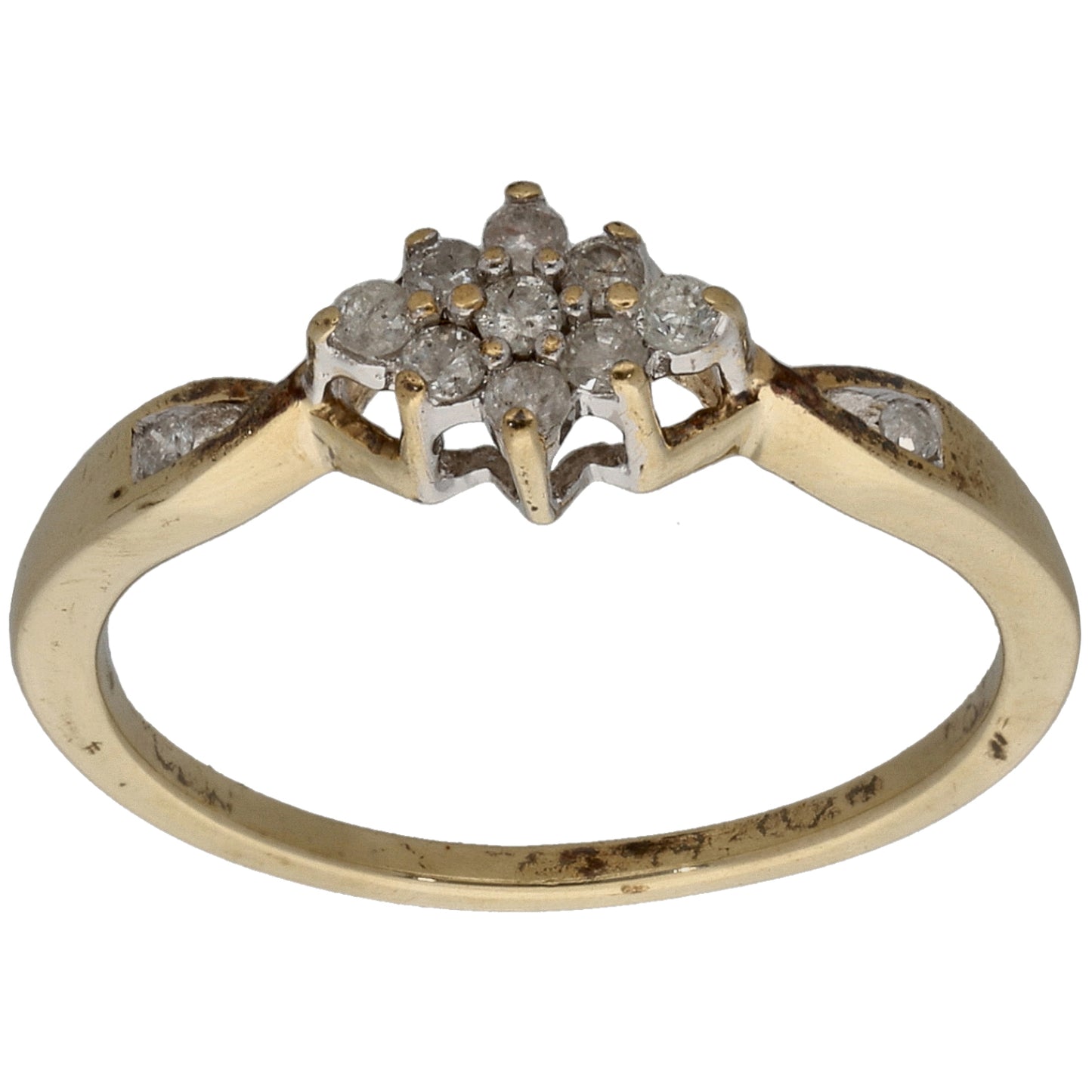 9ct Gold 0.18ct Diamond Cluster Ring Size O