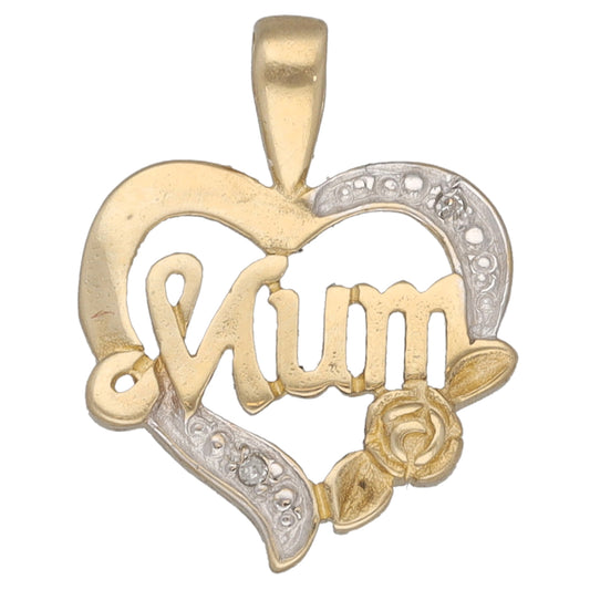 9ct Gold 0.01ct Diamond Mum/Mother Pendant