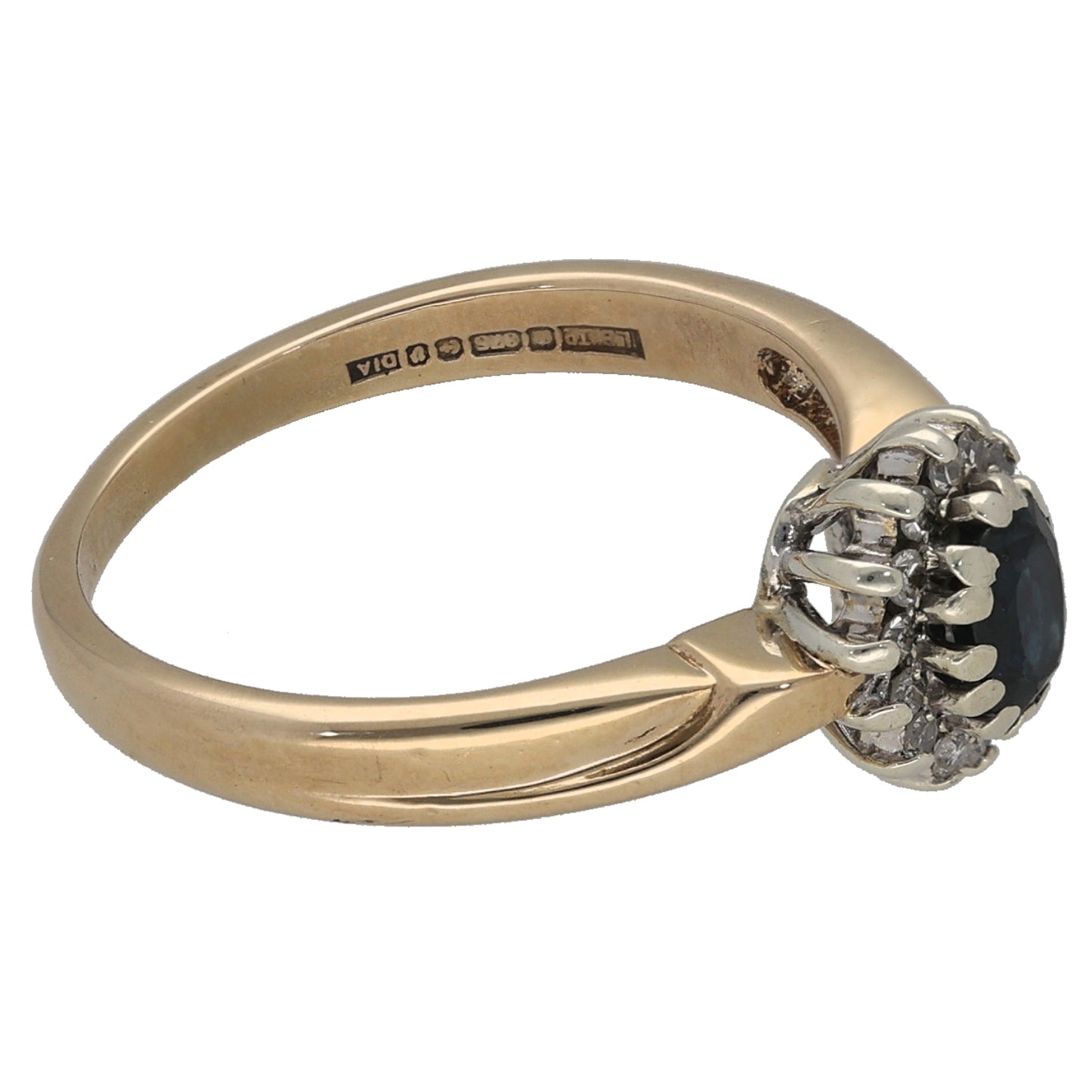 9ct Gold Sapphire & 0.07ct Diamond Dress/Cocktail Ring Size L