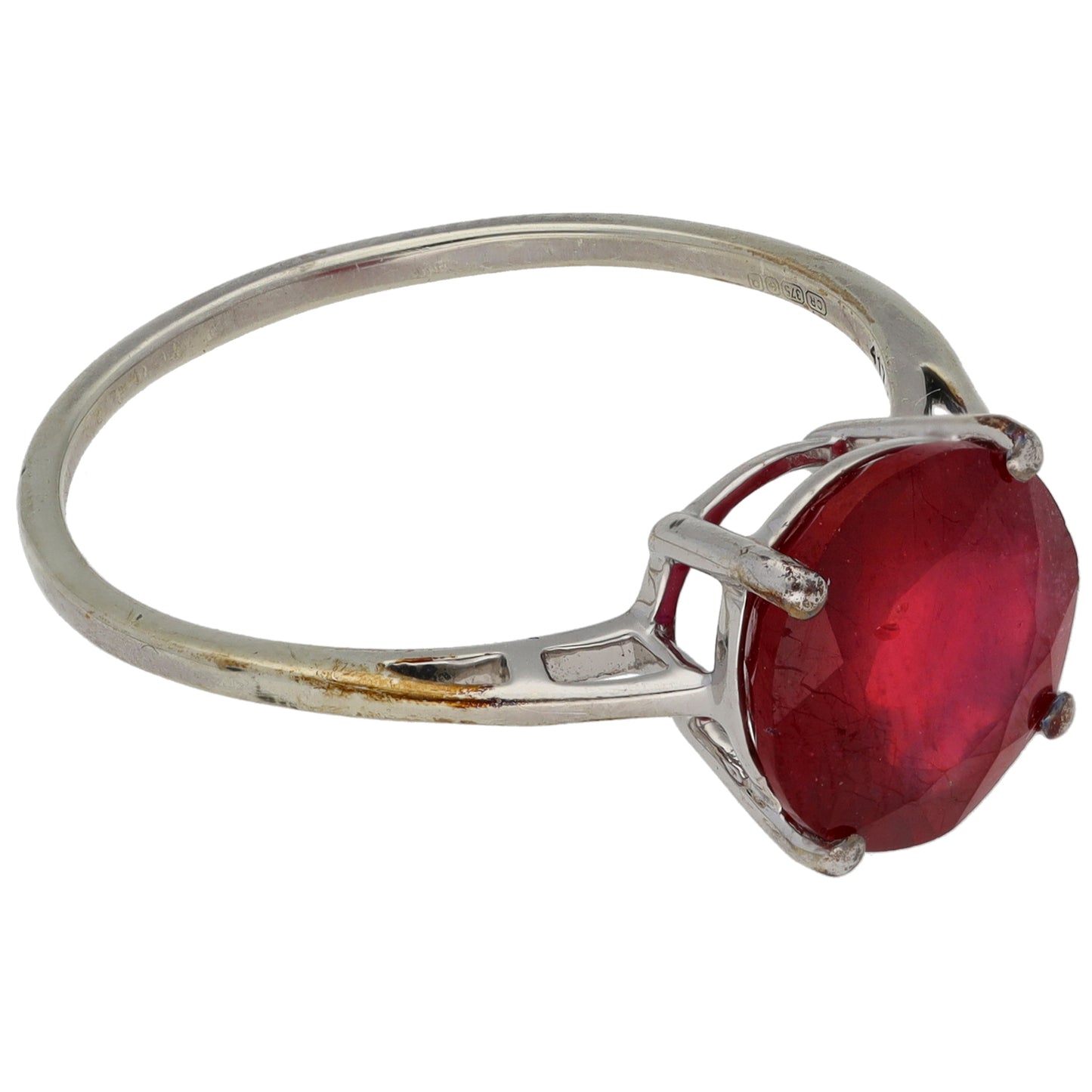 9ct White Gold Ruby Single Stone Ring Size U