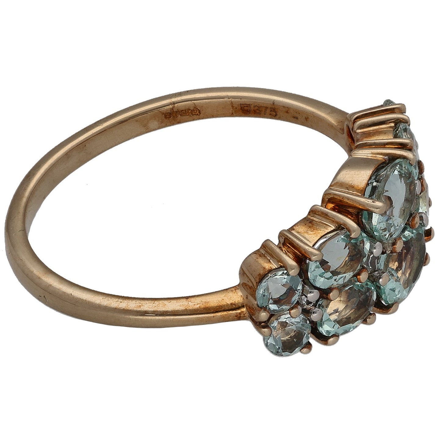 9ct Gold Scapolite & Imitation Gems Dress/Cocktail Ring Size P