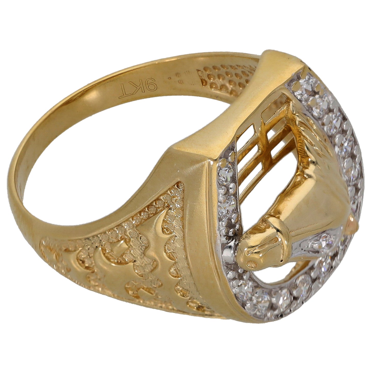 9ct Gold Cubic Zirconia Horseshoe Ring Size T