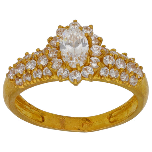 22ct Gold Cubic Zirconia Cluster Ring Size O