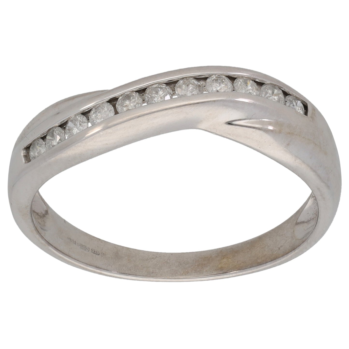 9ct White Gold 0.25ct Diamond Half Eternity Ring Size P