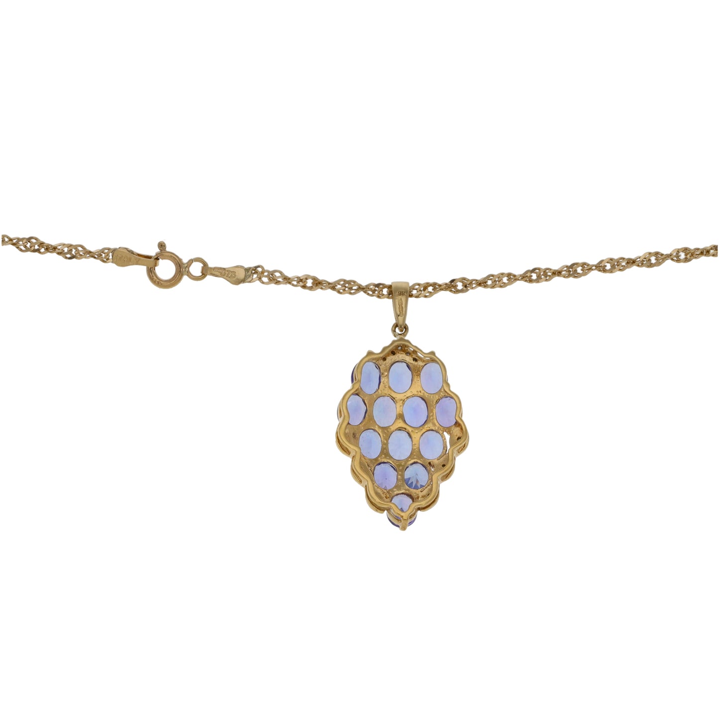 9ct Gold Tanzanite & 0.01ct Diamond Dress/Cocktail Pendant With Chain