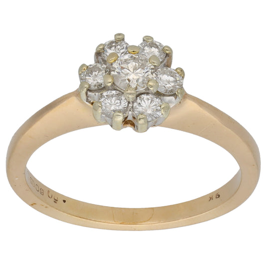 9ct Gold 0.45ct Diamond Cluster Ring Size N