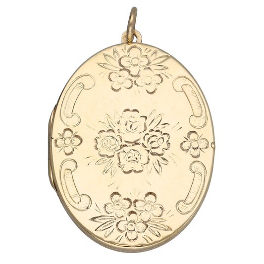 9ct Gold Patterned Locket Pendant
