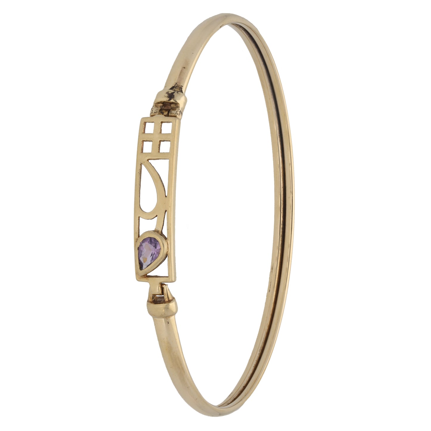 9ct Gold Amethyst Hinged/Clasp Bangle