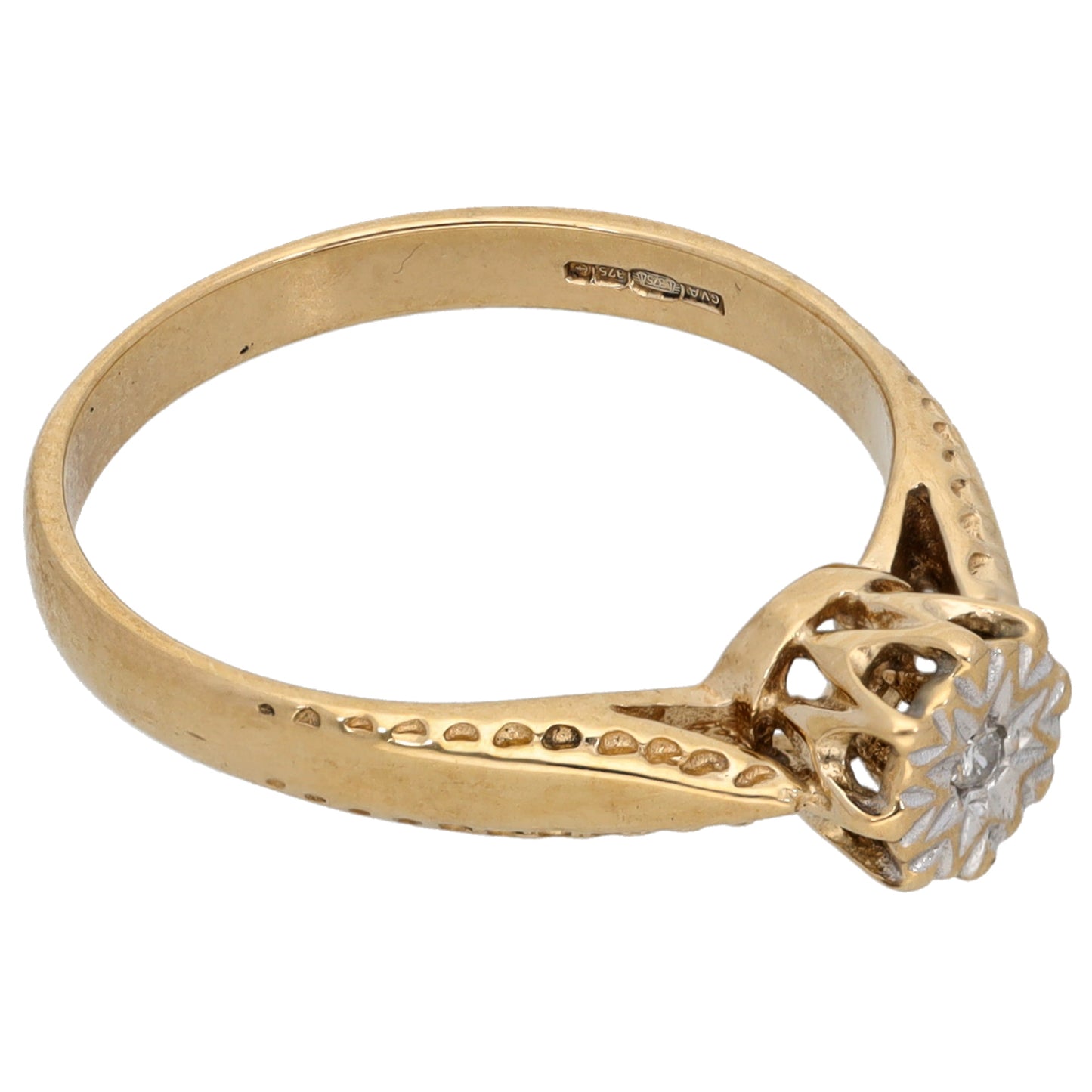 9ct Gold 0.01ct Diamond Solitaire Ring Size L