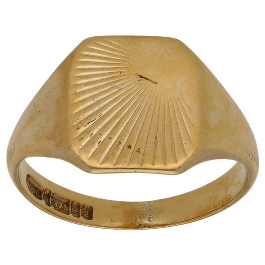 9ct Gold Patterned Signet Ring Size U