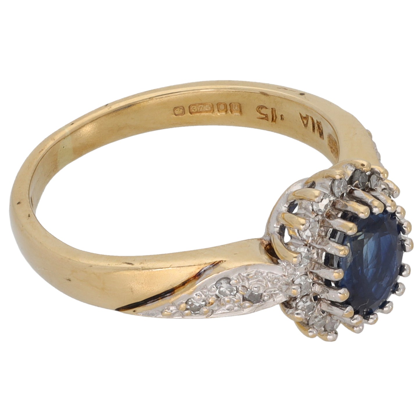 9ct Gold 0.15ct Diamond Sapphire Dress/Cocktail Ring Size K