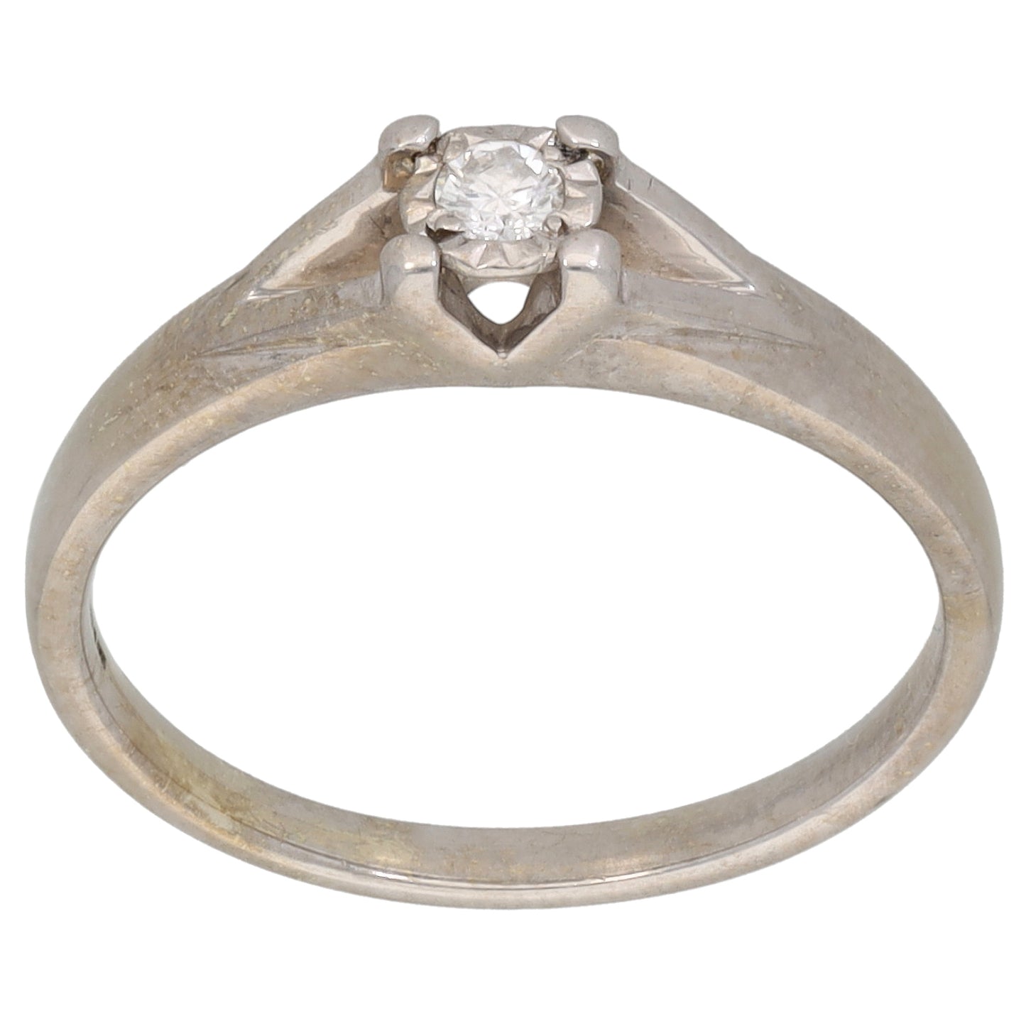 9ct White Gold 0.05ct Diamond Solitaire Ring Size M