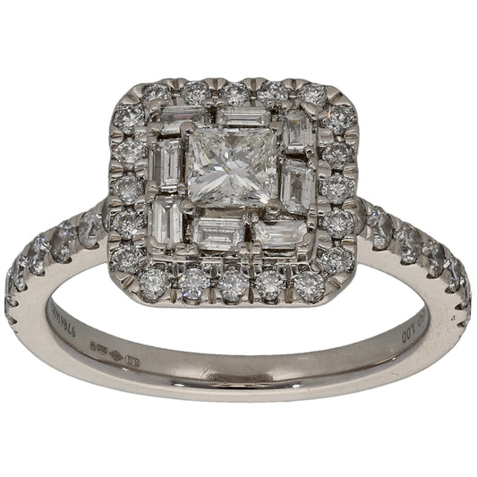 Platinum 1.27ct Diamond Cluster Ring Size L