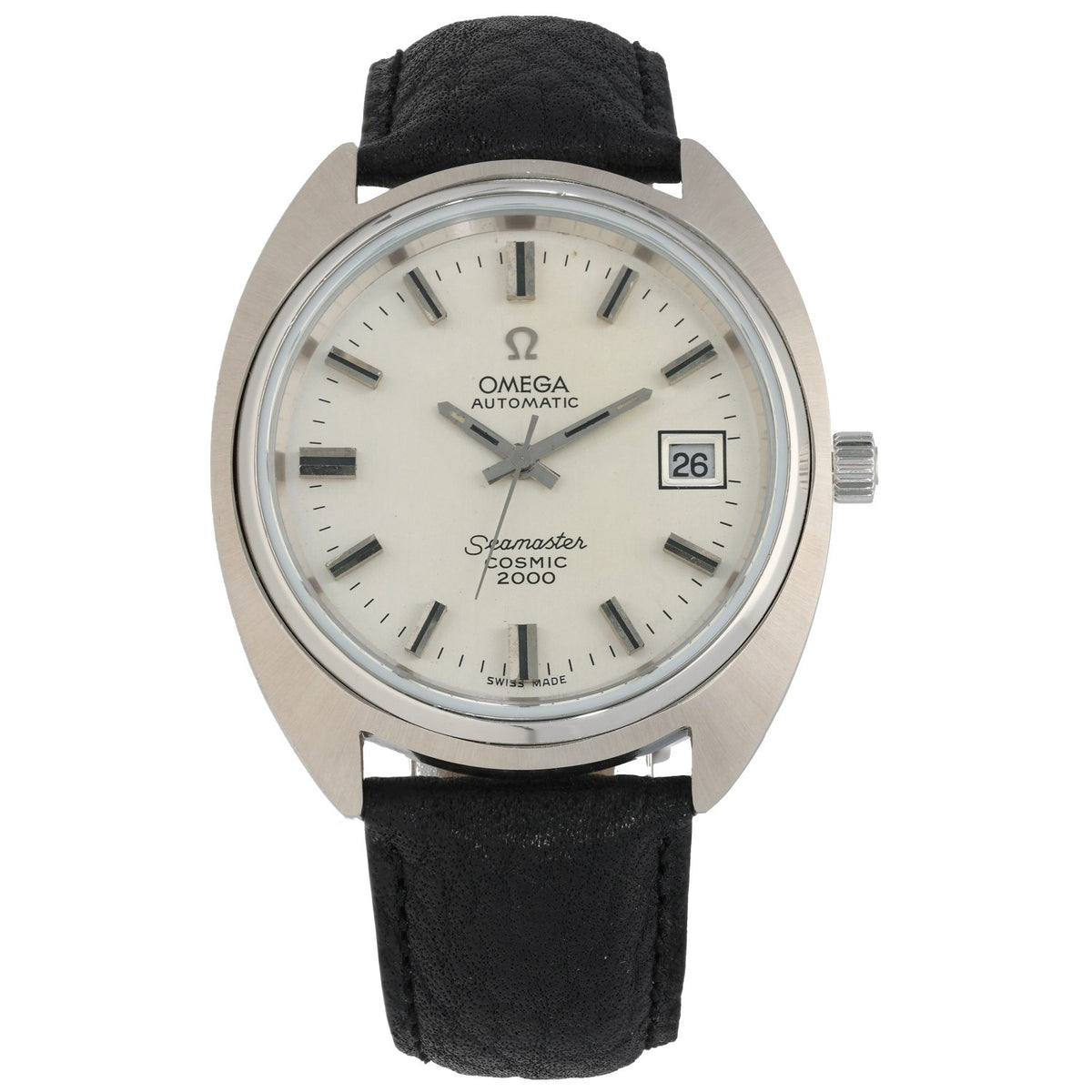 Omega Seamaster Cosmic 2000 ST.166.0130, 38mm stainless steel case with adjustable leather bracelet in black