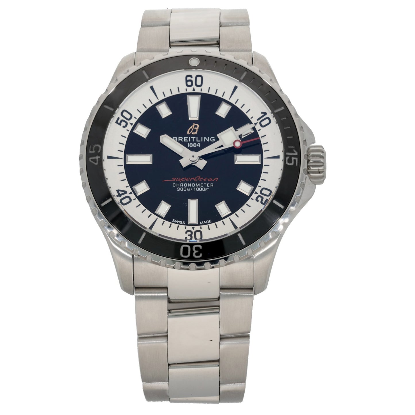 Breitling Superocean A17375, black dial, stainless steel, front image