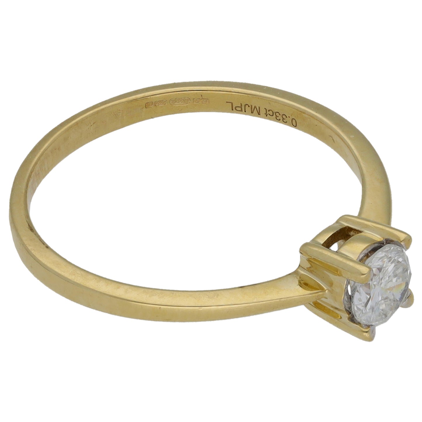 9ct Gold 0.33ct Round Diamond Solitaire Ring Size N