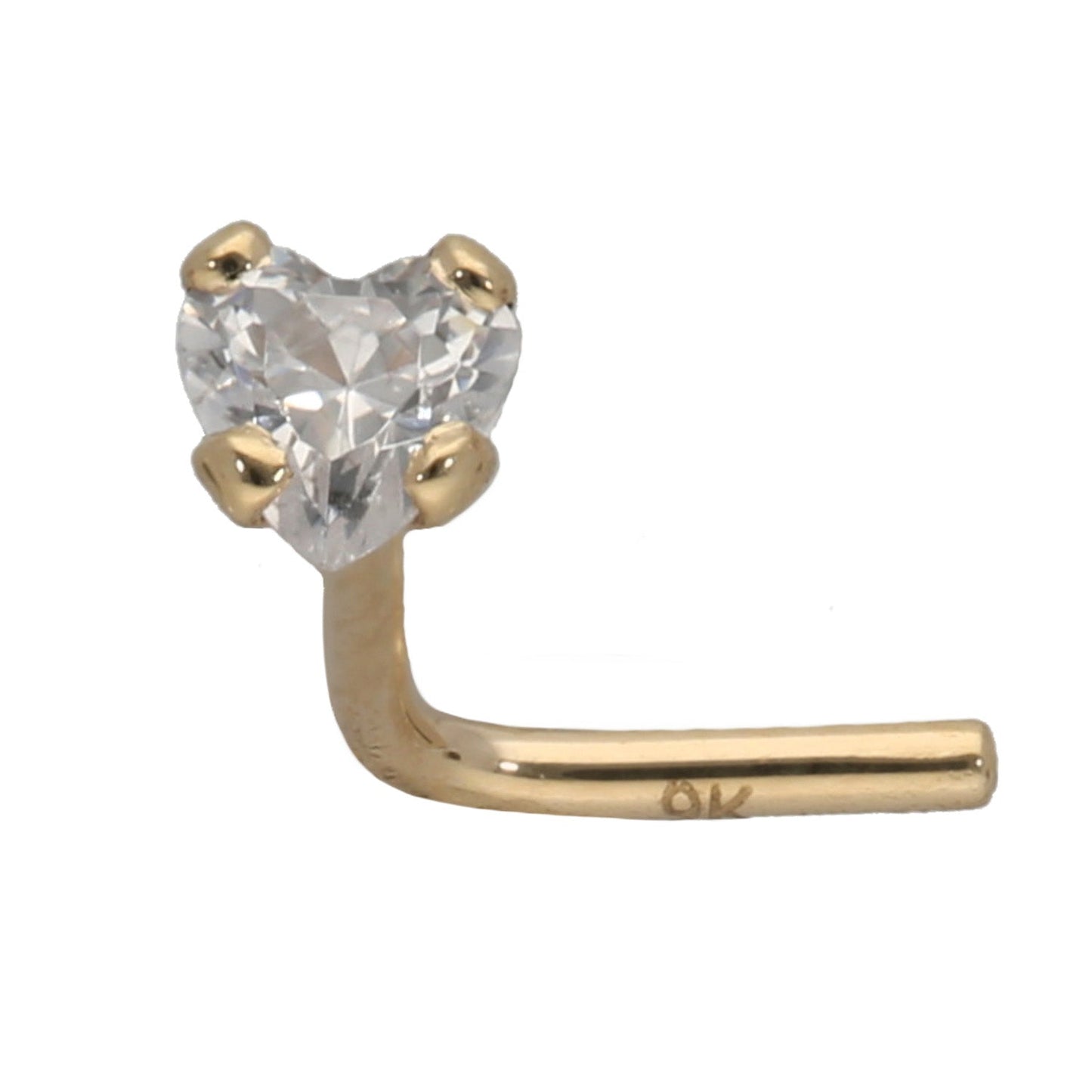 9ct Gold Love Heart Cubic Zirconia Nose Stud