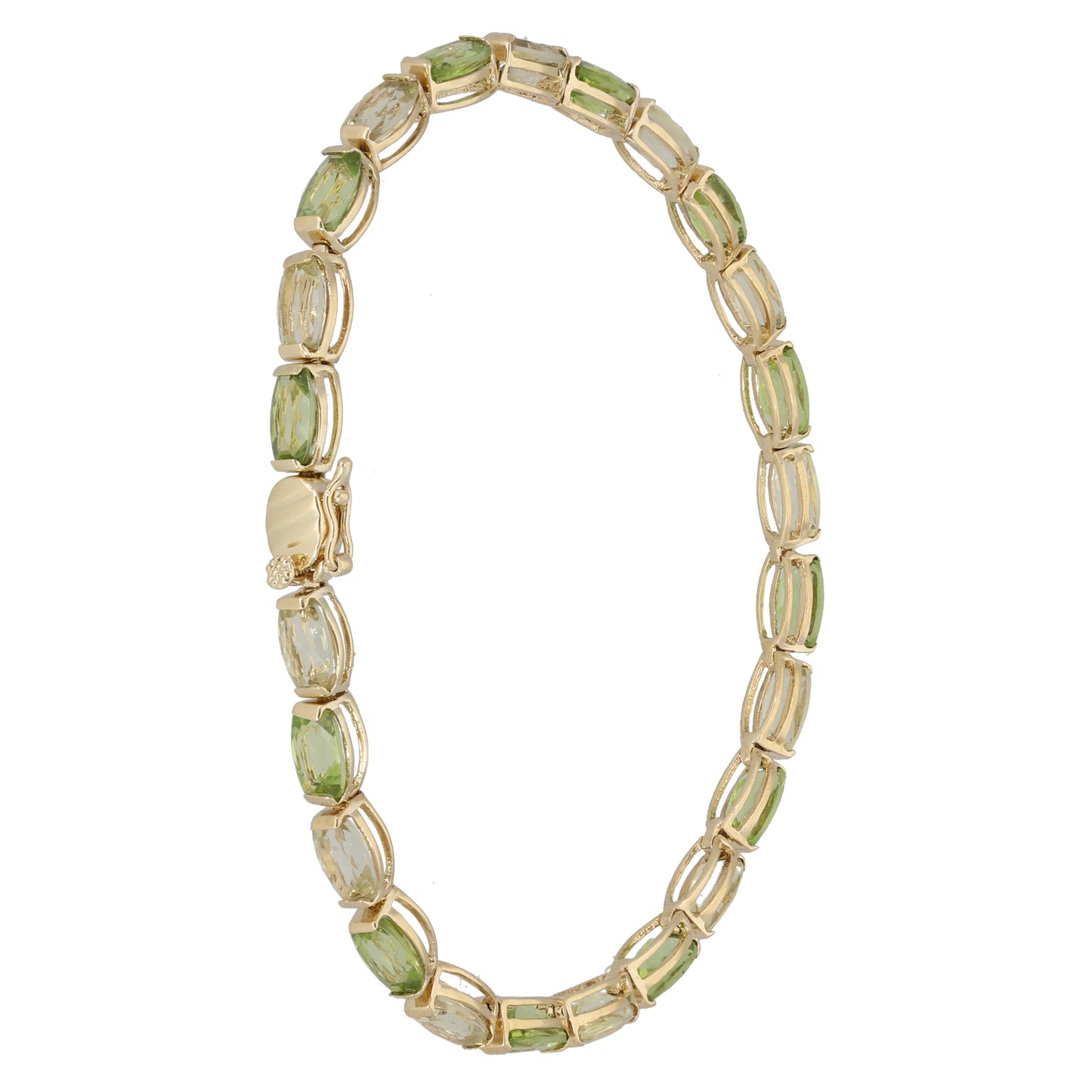 9ct Gold Peridot & Quartz Fancy Stone Set Bracelet